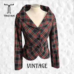 VINTAGE TRISTAN TARTAN FITTED SHORT JACKET - M